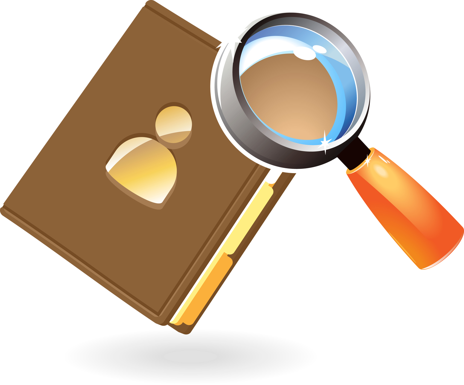 Notebook and lens concept . Vector illustration concept.