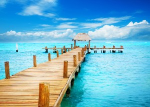 Vacation in Tropic Paradise. Jetty on Isla Mujeres, Mexico