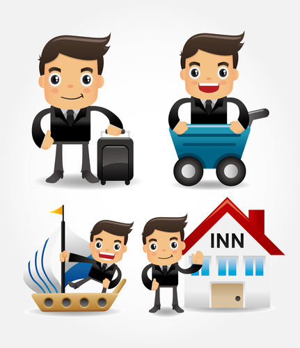 set of funny cartoon office worker go to travel set of funny cartoon office worker go to travel