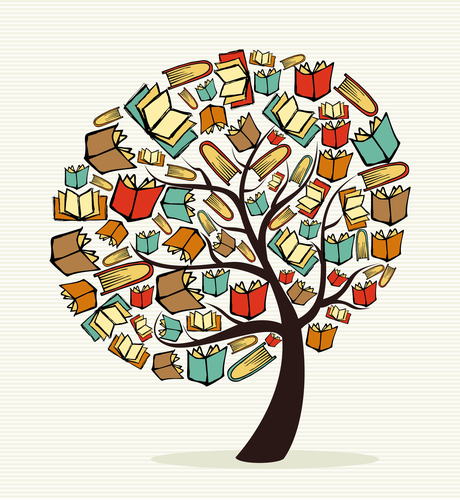Concept books tree Global education concept tree made with books. Vector file layered for easy manipulation and custom coloring.