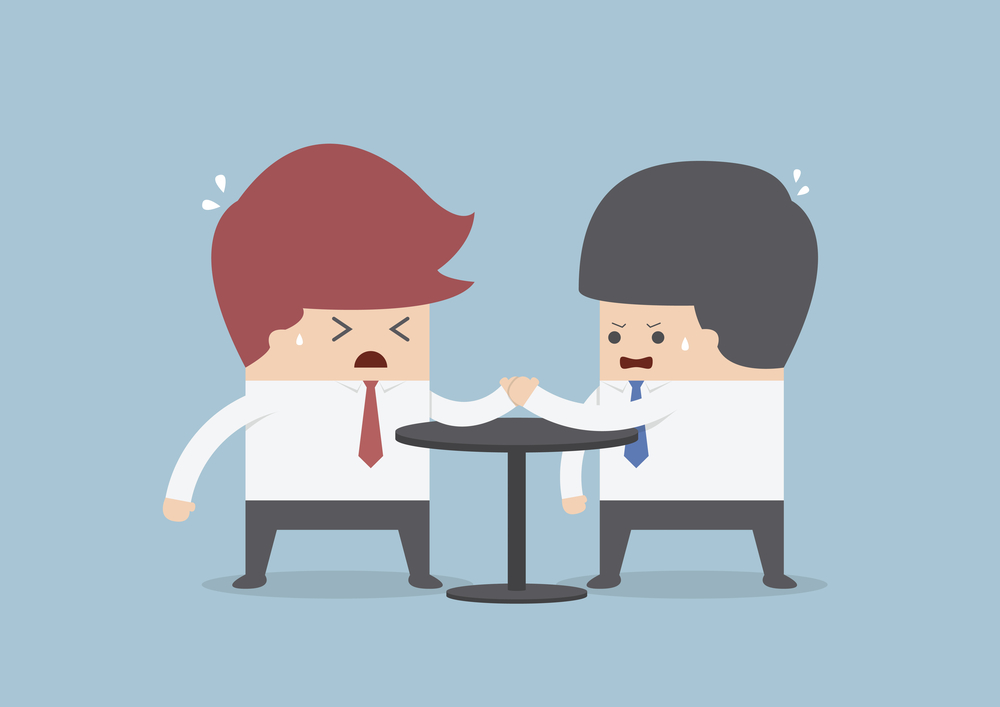 Businessmen in arm wrestling, Business competition concept board of directors