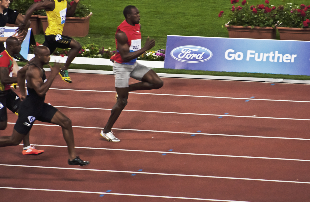 ROME . May 31: Usain Bolt runs and wins 100 m speed race at Golden Gala in the Olympic Stadium on May 31, 2012 in Rome