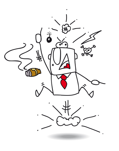 Angry boss John the boss is very angry. he throws a tantrum