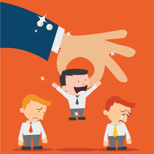 Business hand picking up a businessman,Human Resources concept Business hand picking up a businessman.Human Resources concept