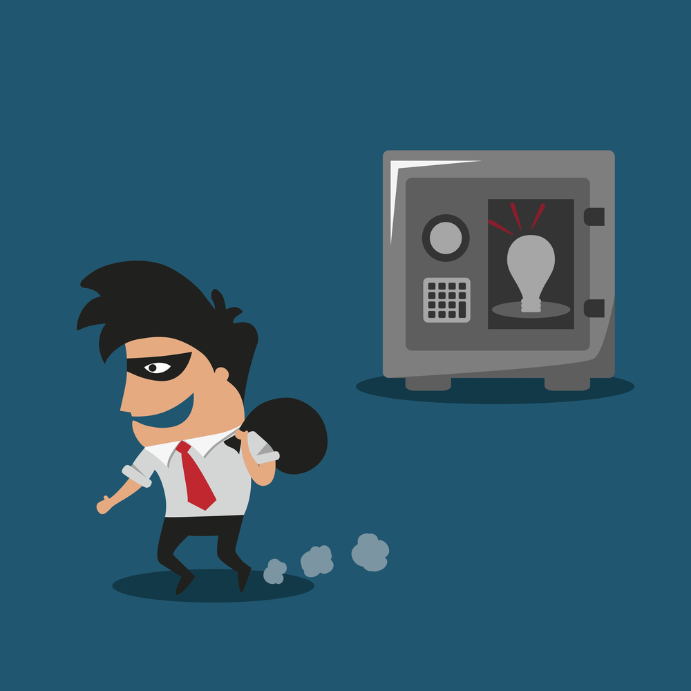 Cartooned thief in black mask and costume running away from the Cartooned thief in black mask and costume running away from the