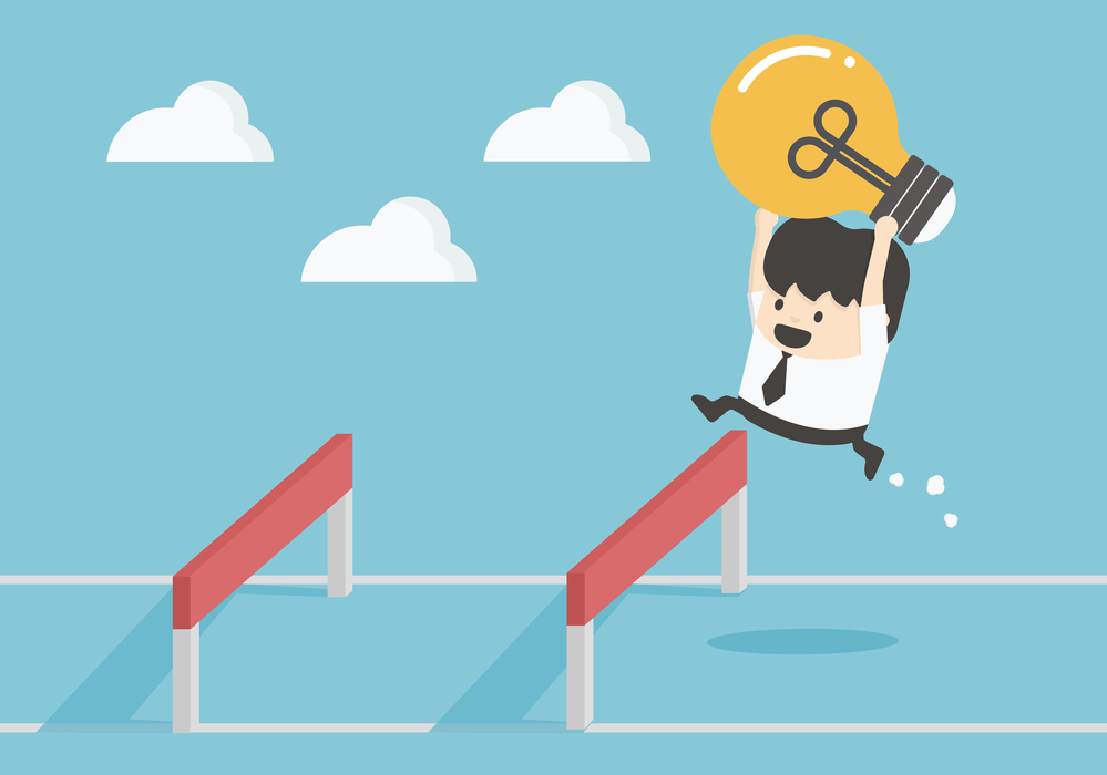 Businessman Jumping Over Hurdle Businessman Jumping Over Hurdle