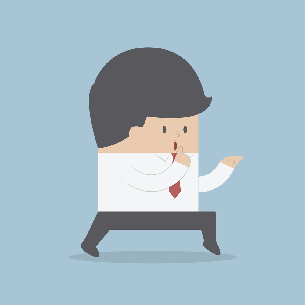 Sneaking businessman finger on lips Sneaking businessman finger on lips, VECTOR, EPS10