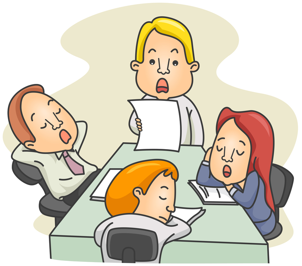 Illustration of a Employees Dozing Off While in the Middle of a Board Meeting