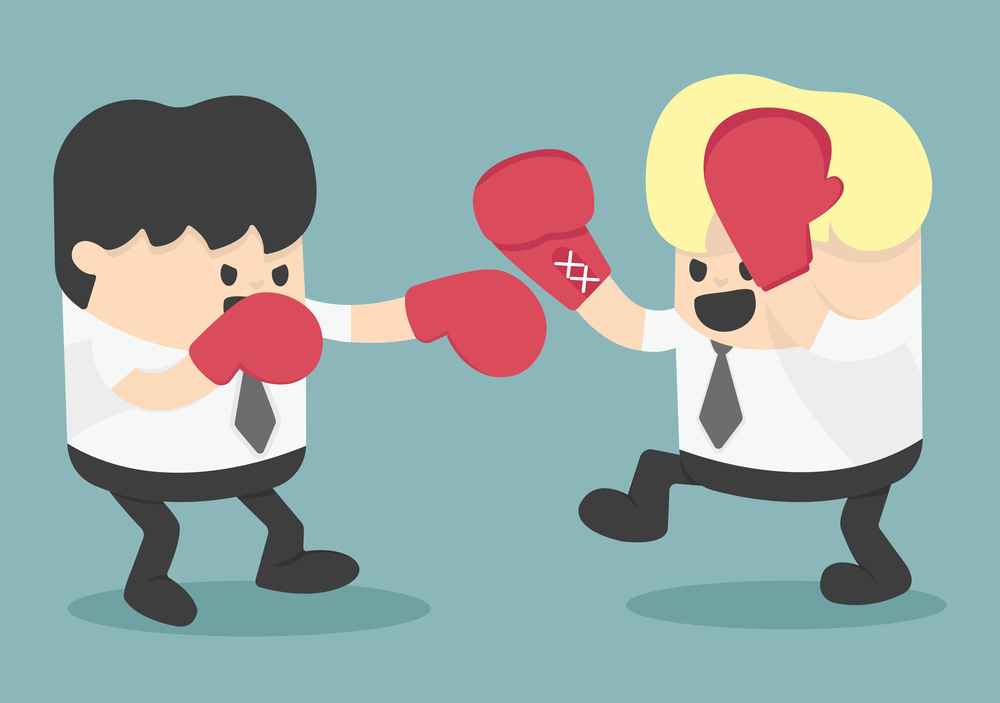 businessman fighting businessman fighting