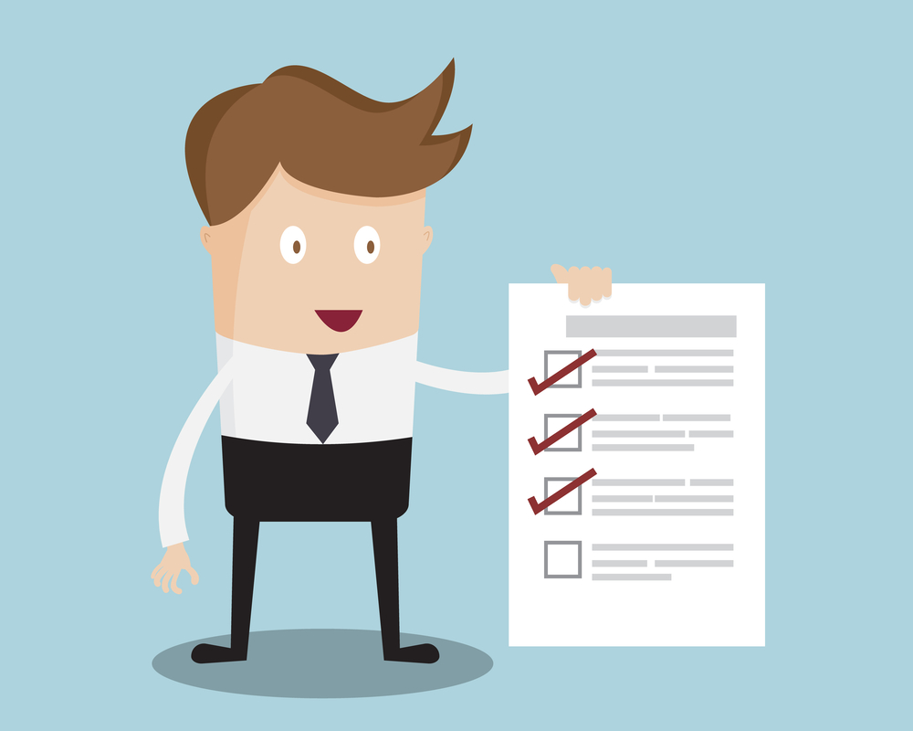 Businessman Show Check List Paper Businessman Show Check List Paper Cartoon Vector Illustration