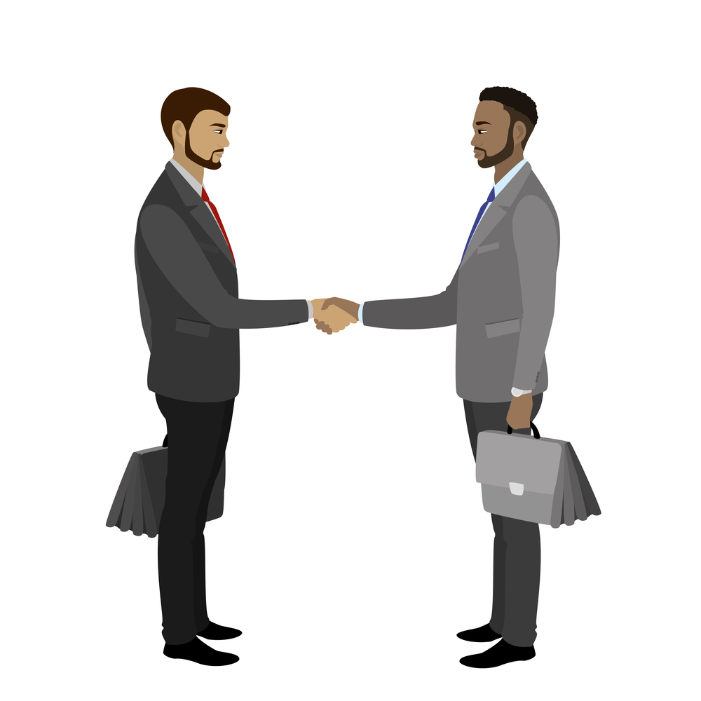 Business man shaking hands, isolated on white background ,vector illustration