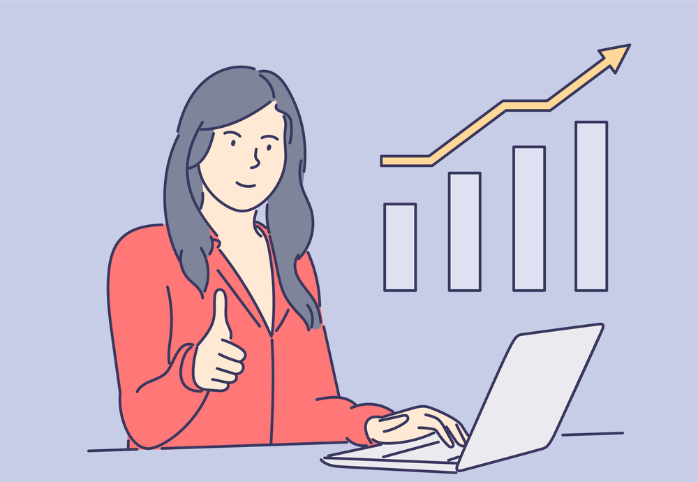 Statistics, business, success, goal achievement, celebration con Statistics, business, success, goal achievement, celebration con