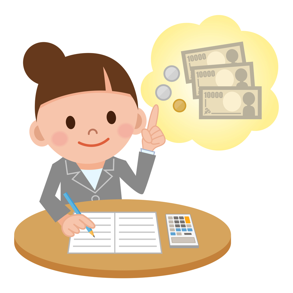 Illustration Featuring a Female Accountant Computing Vector illustration.Original paintings and drawing.