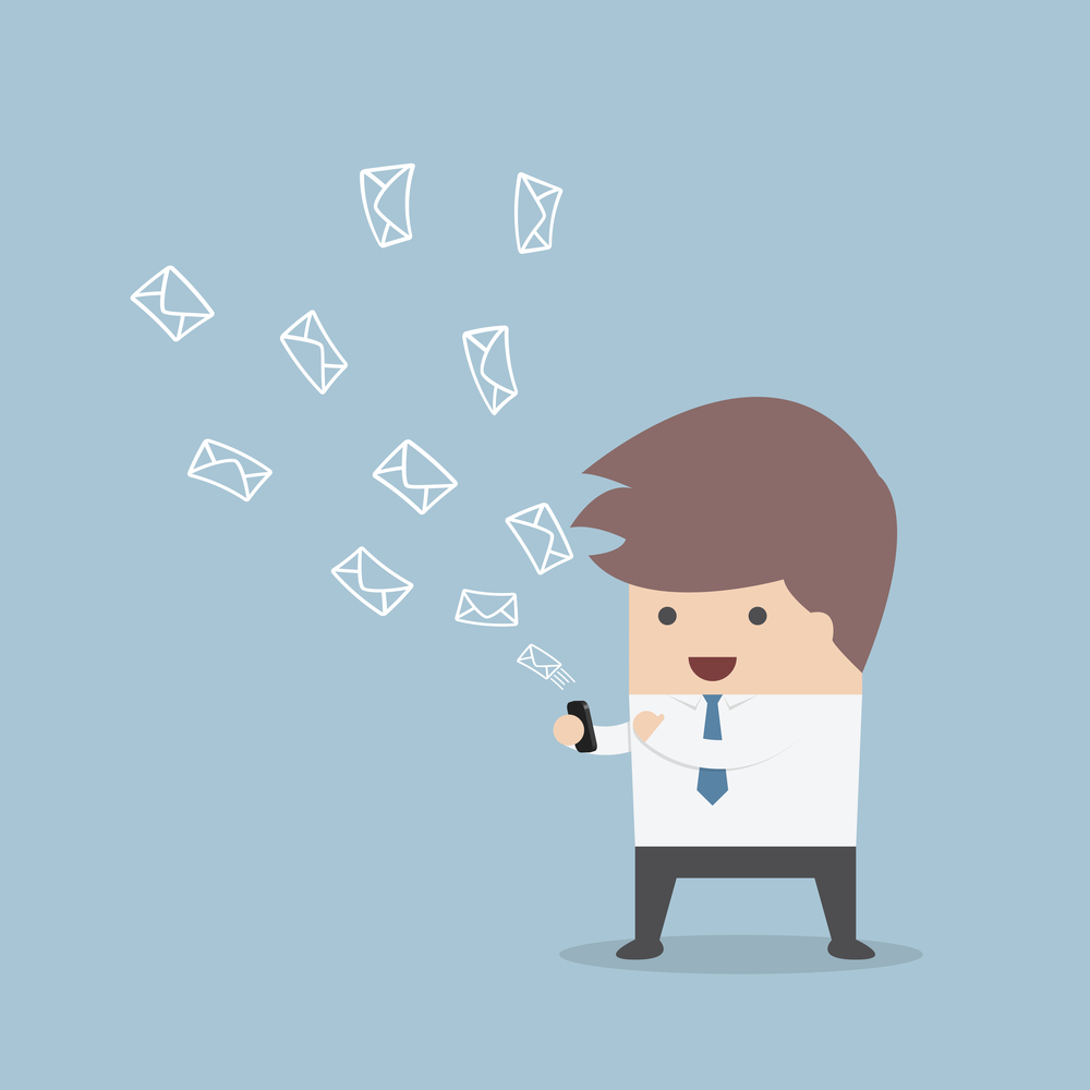 Businessman sending messages by smartphone Businessman sending messages by smartphone, VECTOR, EPS10