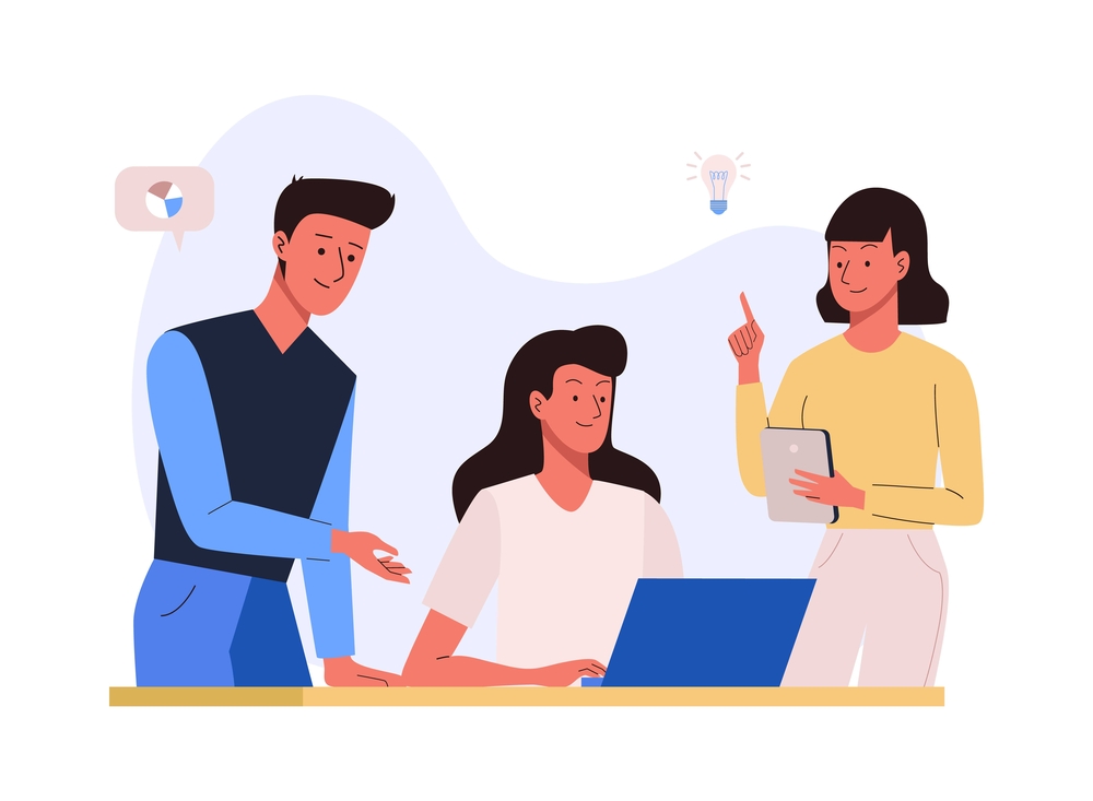 Business team working process concept. Office people Business team working process concept. Office people discussion and brainstorming