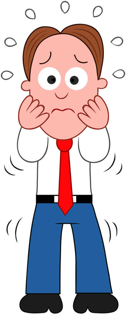Cartoon Businessman Shocked. Cartoon businessman standing and shocked.