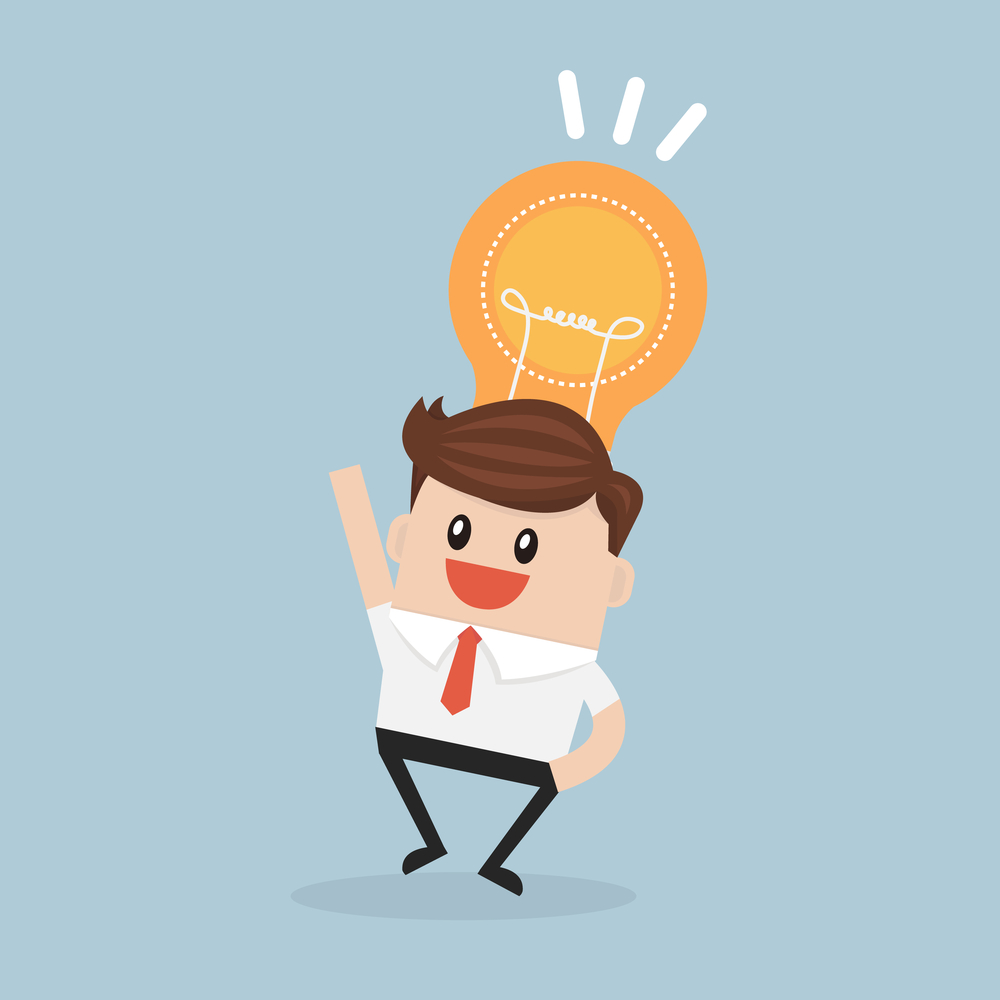 Bulb head businessman. Business concept cartoon illustration